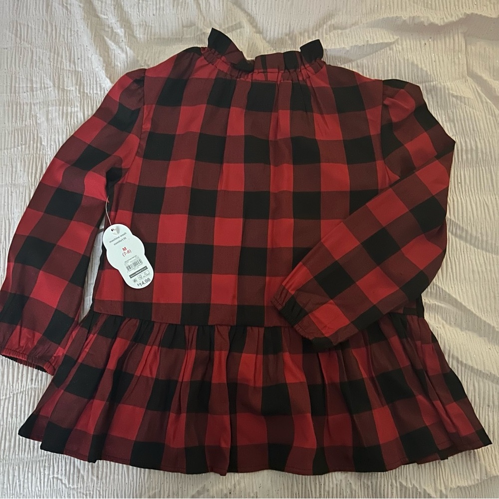 Red and Black Plaid Long Sleeve Top